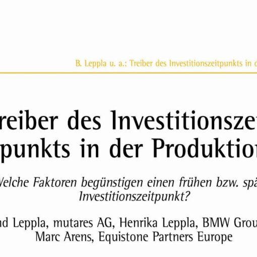Driver of Investment Dates in Production Environment